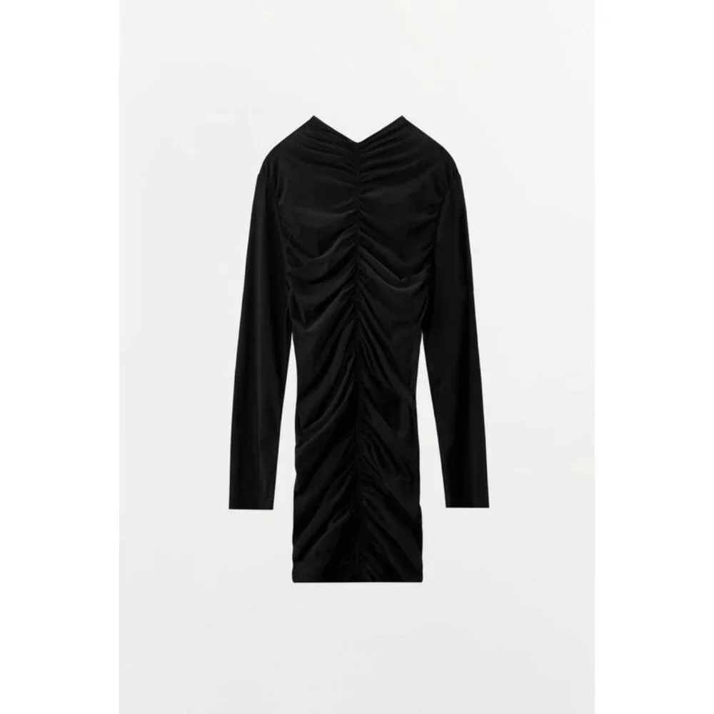 ZARA GATHERED SHEER MINI DRESS - Picture 6 of 8